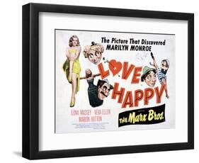 Love Happy, Marilyn Monroe, Marion Hutton, Harpo Marx, Groucho Marx, Chico Marx, 1949-null-Framed Art Print