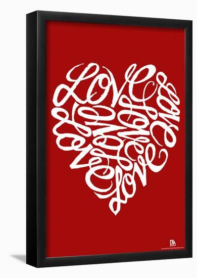 Love Heart Cursive Text Poster-null-Framed Poster