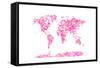 Love Hearts Map of the World Map-Michael Tompsett-Framed Stretched Canvas