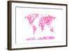 Love Hearts Map of the World Map-Michael Tompsett-Framed Art Print