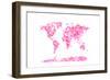 Love Hearts Map of the World Map-Michael Tompsett-Framed Premium Giclee Print