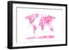 Love Hearts Map of the World Map-Michael Tompsett-Framed Premium Giclee Print