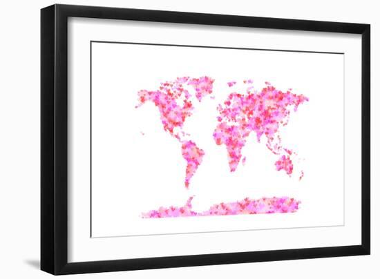 Love Hearts Map of the World Map-Michael Tompsett-Framed Art Print
