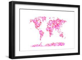 Love Hearts Map of the World Map-Michael Tompsett-Framed Art Print