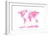 Love Hearts Map of the World Map-Michael Tompsett-Framed Art Print