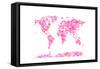 Love Hearts Map of the World Map-Michael Tompsett-Framed Stretched Canvas