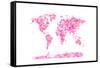 Love Hearts Map of the World Map-Michael Tompsett-Framed Stretched Canvas