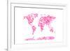 Love Hearts Map of the World Map-Michael Tompsett-Framed Art Print