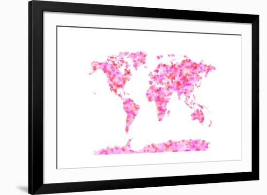 Love Hearts Map of the World Map-Michael Tompsett-Framed Art Print