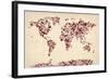 Love Hearts Map of the World Map-Michael Tompsett-Framed Art Print