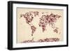 Love Hearts Map of the World Map-Michael Tompsett-Framed Art Print