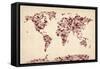 Love Hearts Map of the World Map-Michael Tompsett-Framed Stretched Canvas