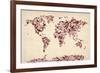 Love Hearts Map of the World Map-Michael Tompsett-Framed Art Print