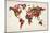 Love Hearts Map of the World Map-Michael Tompsett-Mounted Art Print