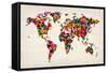 Love Hearts Map of the World Map-Michael Tompsett-Framed Stretched Canvas