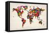 Love Hearts Map of the World Map-Michael Tompsett-Framed Stretched Canvas