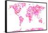 Love Hearts Map of the World Map-Michael Tompsett-Framed Stretched Canvas