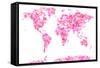 Love Hearts Map of the World Map-Michael Tompsett-Framed Stretched Canvas