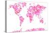 Love Hearts Map of the World Map-Michael Tompsett-Stretched Canvas