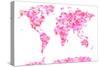 Love Hearts Map of the World Map-Michael Tompsett-Stretched Canvas