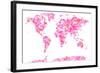 Love Hearts Map of the World Map-Michael Tompsett-Framed Art Print