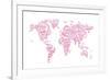 Love Hearts Map of the World Map-Michael Tompsett-Framed Art Print