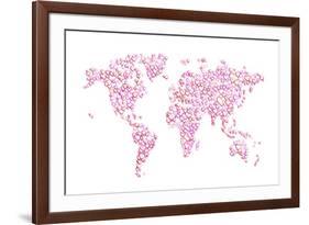 Love Hearts Map of the World Map-Michael Tompsett-Framed Art Print