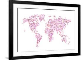 Love Hearts Map of the World Map-Michael Tompsett-Framed Art Print