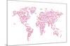 Love Hearts Map of the World Map-Michael Tompsett-Mounted Art Print