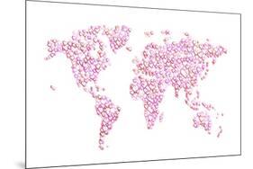 Love Hearts Map of the World Map-Michael Tompsett-Mounted Art Print