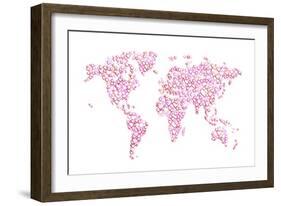 Love Hearts Map of the World Map-Michael Tompsett-Framed Art Print