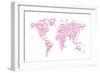 Love Hearts Map of the World Map-Michael Tompsett-Framed Art Print