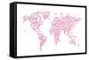 Love Hearts Map of the World Map-Michael Tompsett-Framed Stretched Canvas