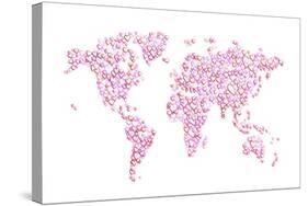 Love Hearts Map of the World Map-Michael Tompsett-Stretched Canvas