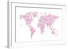 Love Hearts Map of the World Map-Michael Tompsett-Framed Art Print