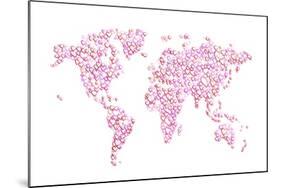 Love Hearts Map of the World Map-Michael Tompsett-Mounted Art Print