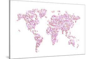 Love Hearts Map of the World Map-Michael Tompsett-Stretched Canvas