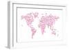 Love Hearts Map of the World Map-Michael Tompsett-Framed Premium Giclee Print
