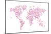 Love Hearts Map of the World Map-Michael Tompsett-Mounted Premium Giclee Print