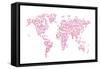 Love Hearts Map of the World Map-Michael Tompsett-Framed Stretched Canvas