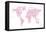 Love Hearts Map of the World Map-Michael Tompsett-Framed Stretched Canvas