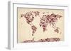 Love Hearts Map of the World Map-Michael Tompsett-Framed Art Print