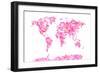 Love Hearts Map of the World Map-Michael Tompsett-Framed Art Print