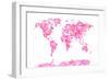 Love Hearts Map of the World Map-Michael Tompsett-Framed Art Print