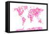 Love Hearts Map of the World Map-Michael Tompsett-Framed Stretched Canvas