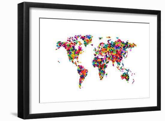 Love Hearts Map of the World-Michael Tompsett-Framed Art Print