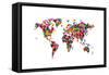 Love Hearts Map of the World-Michael Tompsett-Framed Stretched Canvas