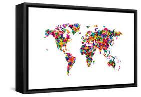 Love Hearts Map of the World-Michael Tompsett-Framed Stretched Canvas