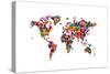 Love Hearts Map of the World-Michael Tompsett-Stretched Canvas