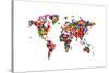 Love Hearts Map of the World-Michael Tompsett-Stretched Canvas